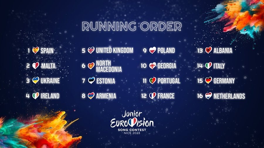 The running order of the Junior Eurovision Song Contest 2023